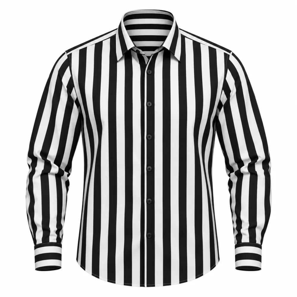 Camisa raya ancha negra - 098