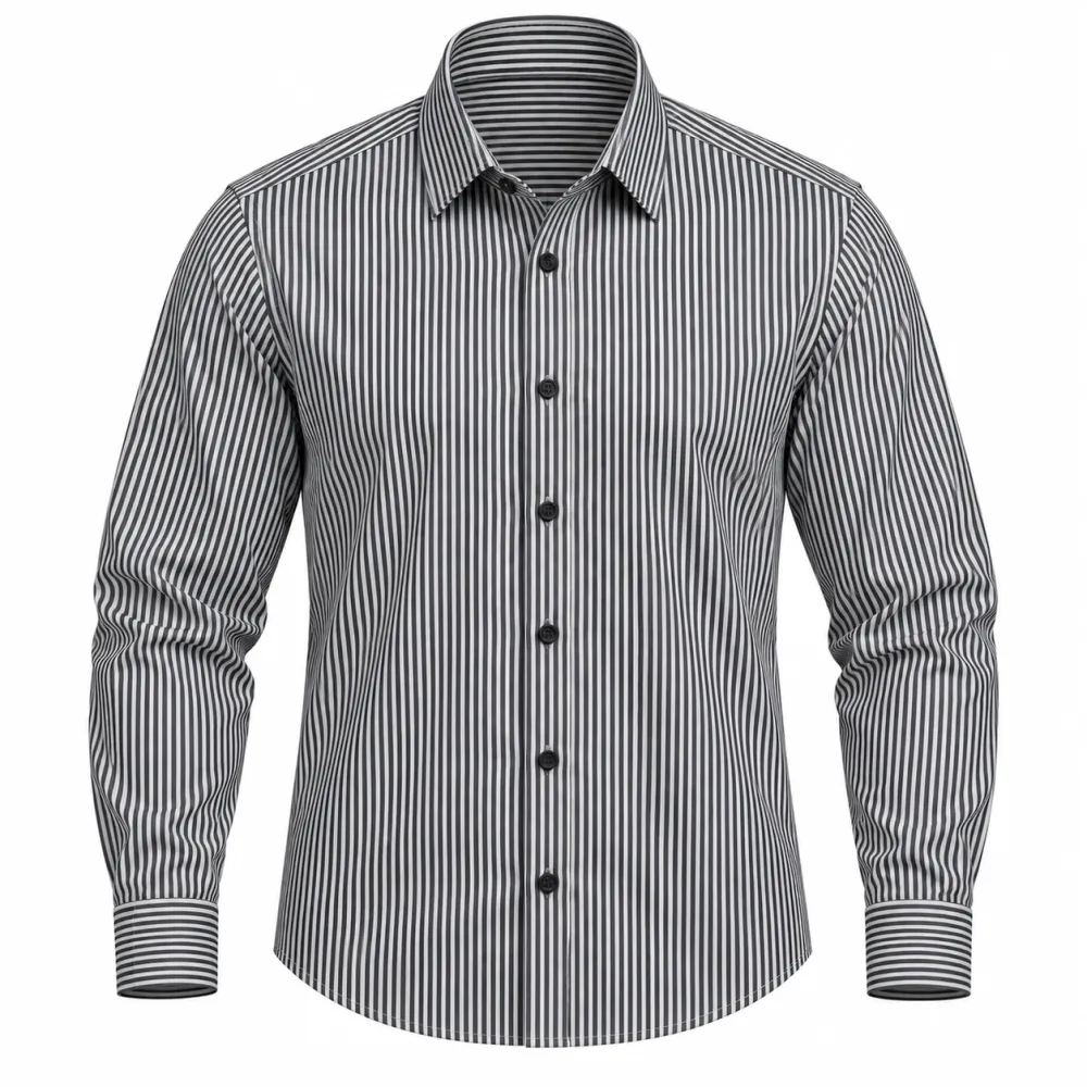 Camisa raya fina negra - 096